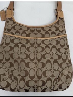 Coach Tan/Brown Signature Jacquard Shoulder Bag